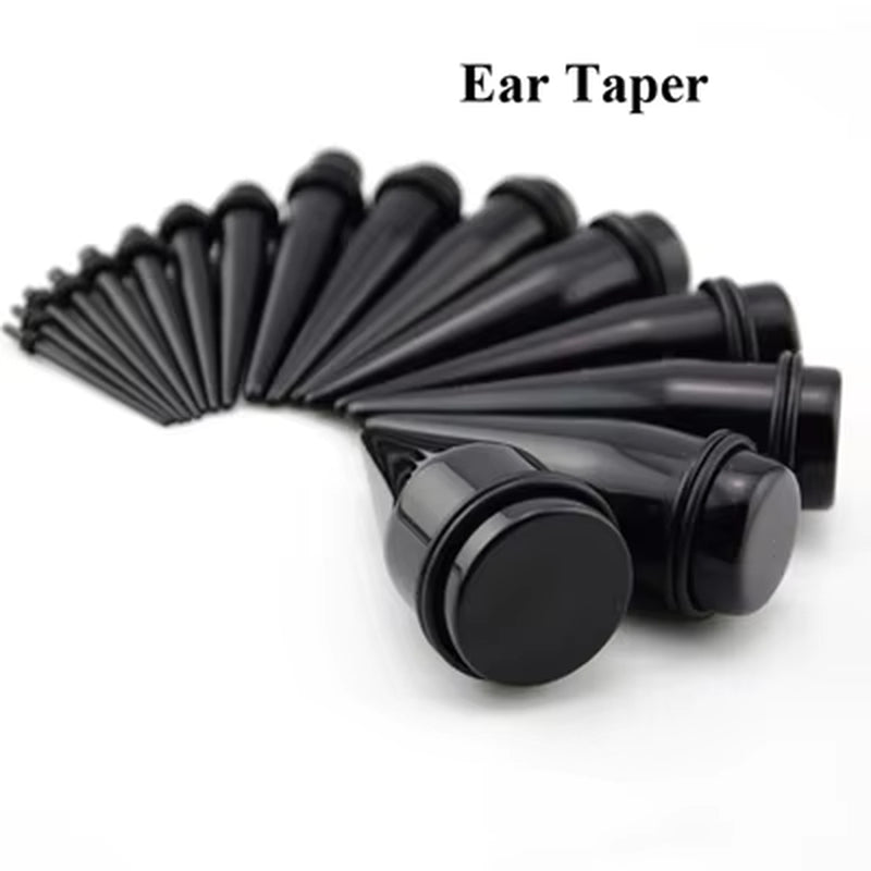 Bog-Pair Black Heart Ear Tunnel Gauge Acrylic Ear Spiral Plugs Ear Taper Stretchers Gauge Expander Saddle Ear Plugs 4-25Mm
