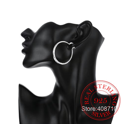 925 Sterling Silver Hip Hop round Earrings for Women Large Circle 4.0Cm Piercing Hoop Earring Dropship Suppliers