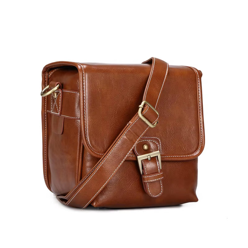 Photo Luxury Camera Stylish Fashion Retro PU Leather Case Handbag Waterproof Shoulder Messenger DSLR Bag for Canon Nikon Sony L