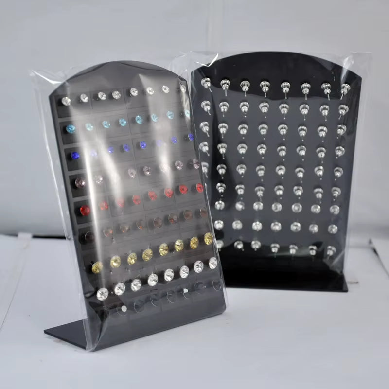 One Card 36Pairs Fashion Stainless Steel Multicolor Rhinestone Stud Earrings Wholesale Women Jewelry Lots LB286