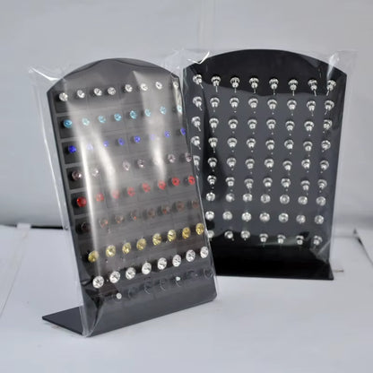 One Card 36Pairs Fashion Stainless Steel Multicolor Rhinestone Stud Earrings Wholesale Women Jewelry Lots LB286