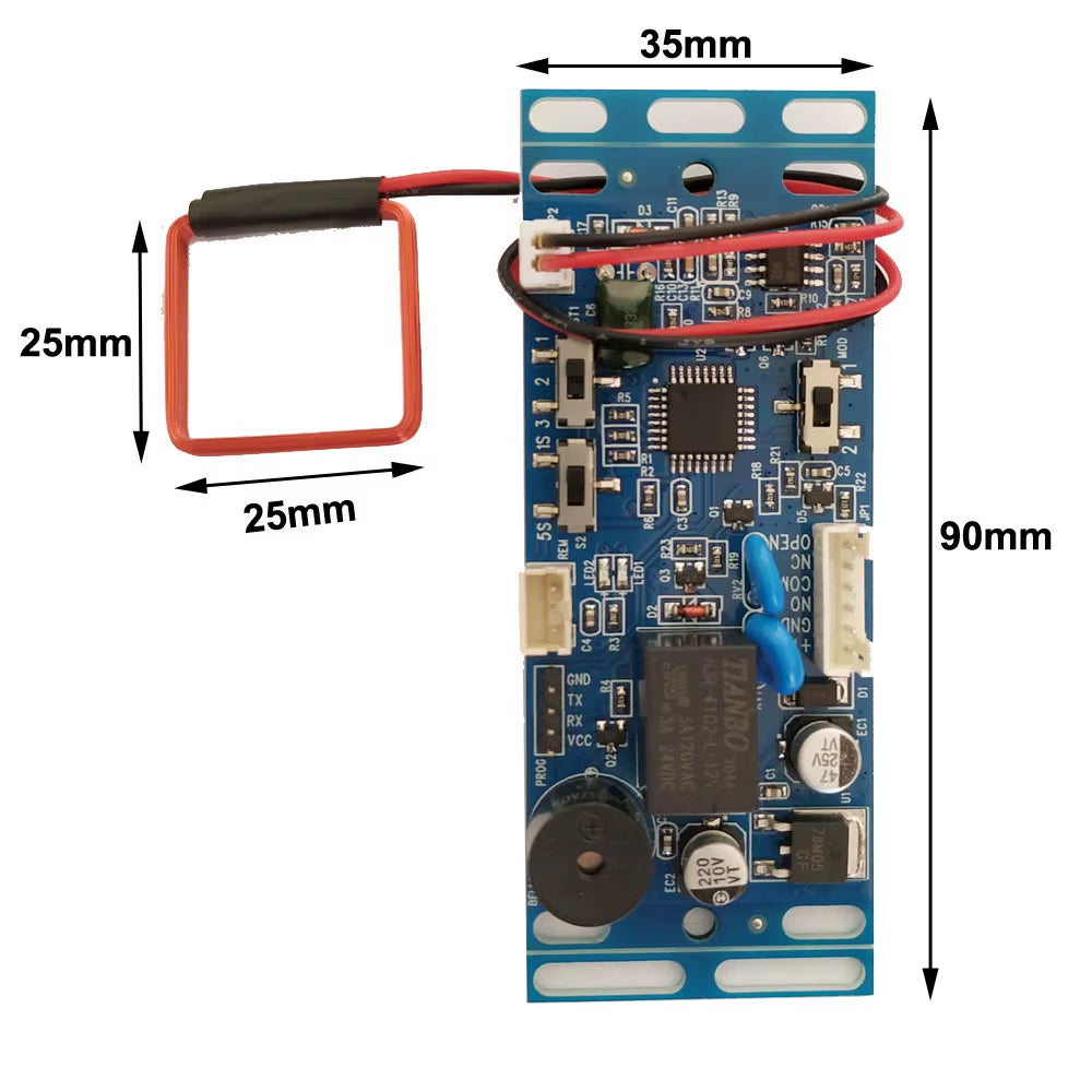 RFID EM/ID Embedded Door Access Control Intercom Access Control Lift Control with 2Pcs Mother Card 10Pcs Em Key Fob