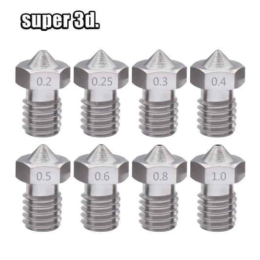 2Pcs V5 V6 Stainless Steel Nozzle 0.2/0.3/0.4/0.5/0.6/0.8Mm M6 Thread Nozzle for 3D Printer 1.75MM Extruder Hotend