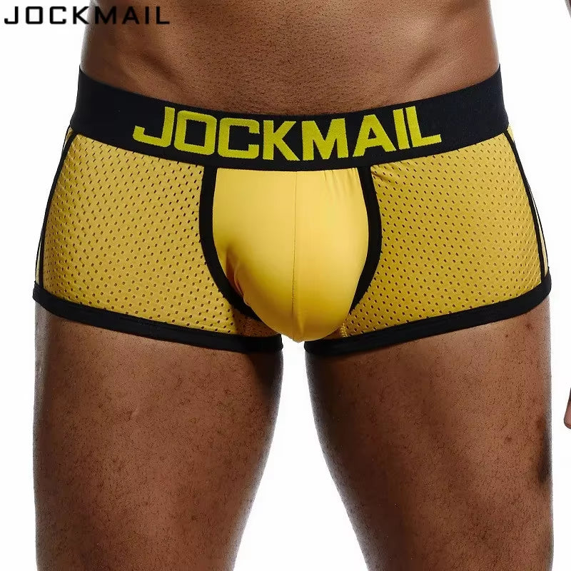 Brand Men Mesh Underwear Boxers Calzoncillos Hombre Gay Sleepwear Cueca Boxer Breathable Crotch Male Panties Shorts