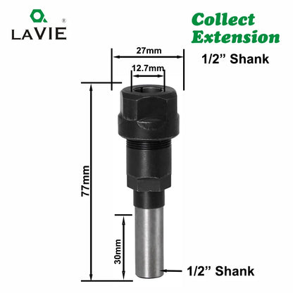 1 Pc 1/4" 8Mm 12Mm 1/2" Shank Router Bit Extension Rod Collet Engraving Machine Extension Milling Cutter for Wood MC04003