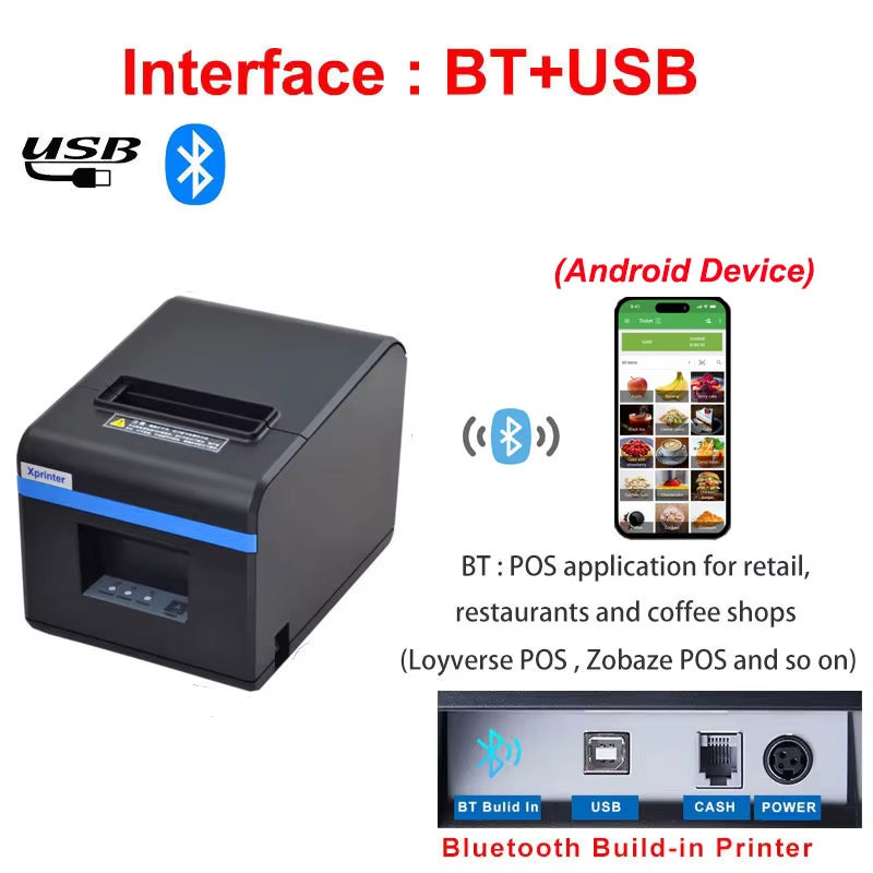 80Mm Auto-Cutter Thermal Receipt/Bill Printer 200MM/S POS with Usb/Ethernet/Bluetooth/Wifi for Kitchen/Restaurant