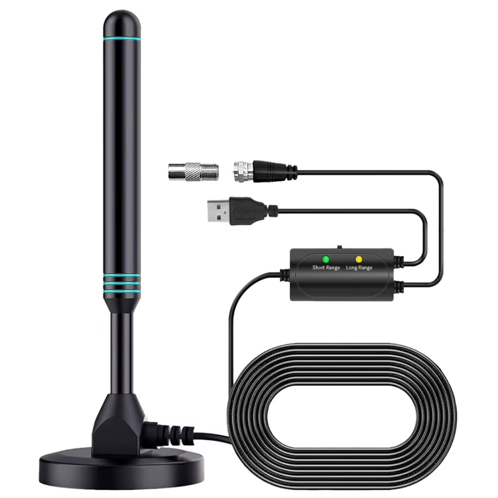 4K/1080P HD Digital TV Antenna Magnetic Base 480+ Miles Digital HD Aerial VHF UHF Amplified Digital Antenna for DVB-T2 TV HDTV