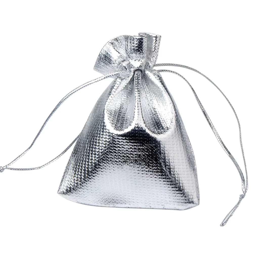 50Pcs/Lot 7X9 9X12 10X15Cm Adjustable Jewelry Packing Fabric Bag Gold Colors Drawstring Wedding Storage Pouches