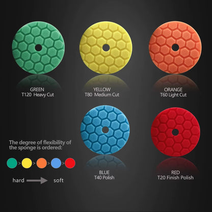 3"/5"/6" Car Spong Buffing Polishing Pad Honeycomb Pattern Hook&Loop Backer for DA/RO/GA Car Buffer Polisher