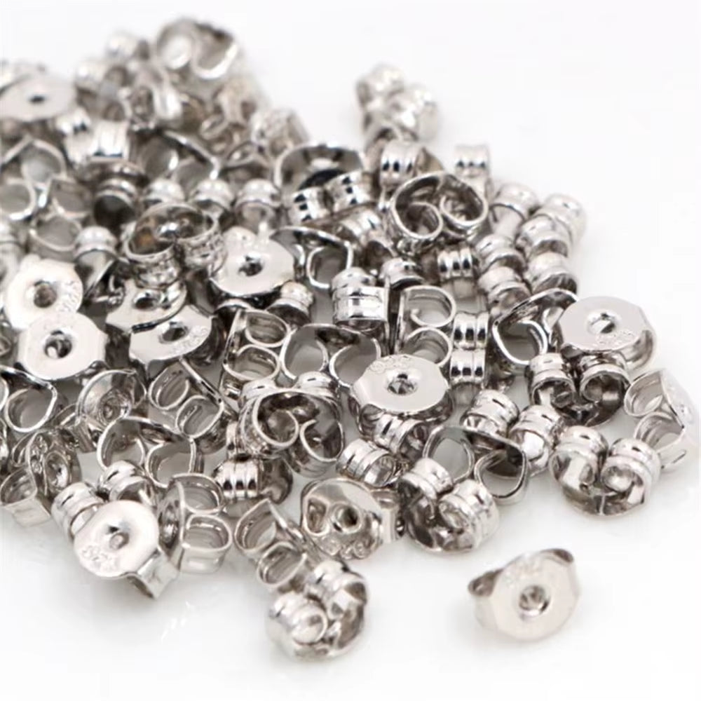 100Pcs High Quality 925 Silver Plated Rose Gold Color Copper Earring Back Plug Earring Settings Base Ear Studs Back Whole Sale