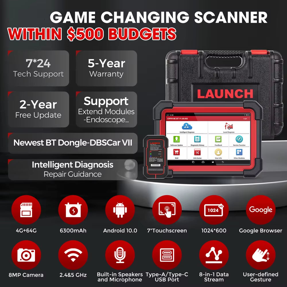 CRP919E BT OBD2 Scanner CAN FD DOIP FCA Full System Car Diagnostic Tools ECU Coding Bidirectional Control 31+ Service