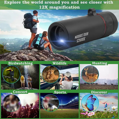 3000X25 Long Range HD Professional Adult Monocular and Mini Portable Telescope for Outdoor Camping and Hunting