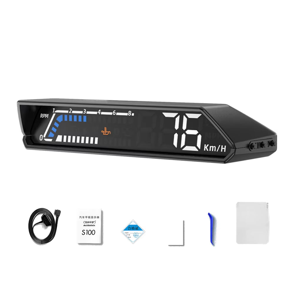 Car Speedometer Digital Display Car Speed Voltage Oil Consumption Water Temperature Meter Multifunctional Car Headup Display