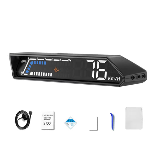 Car Speedometer Digital Display Car Speed Voltage Oil Consumption Water Temperature Meter Multifunctional Car Headup Display