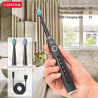 Electric Toothbrush Sonic Rechargeable Top Quality Smart Chip Toothbrush Head Replaceable Whitening Healthy Best Gift !