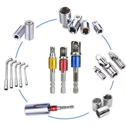 3Pcs 1/4 "3/8" 1/2 " Socket Adapter Hex Shank Drill Bits Extension Rod Power Tool Accessories Impact Drill Socket Adapter