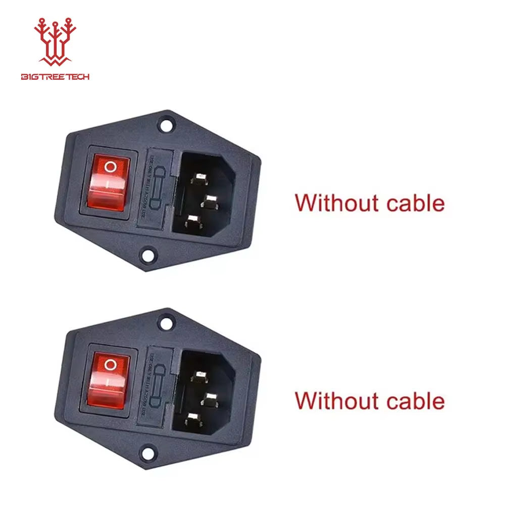 3D Printer Parts 10A 250V Power Switch AC Power Outlet with Red Triple Rocker Switch Fused Module Plug for 3D Printer