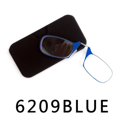 Nose Clip Reading Glasses Man High Quality Men Portable Foam Nose Glasses for Seniors Transparent Eyeglasses with Case