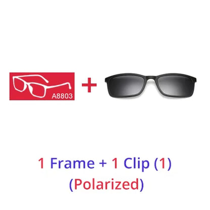 Polarized Sunglasses Men Women 5 in 1 Magnetic Clip on Glasses TR90 Optical Prescription Eyeglass Frames Magnet Clips