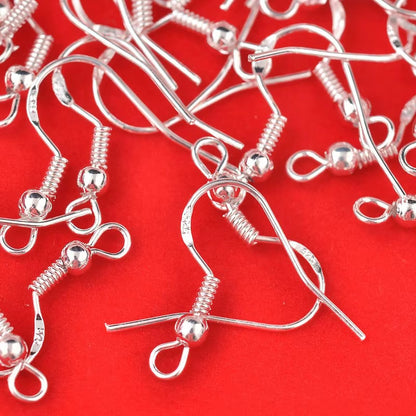 Wholesale 400PCS Lot 18Mm 925 Sterling Silver Earring Hooks Ball Jewelry Accessory Findings Ear Wire