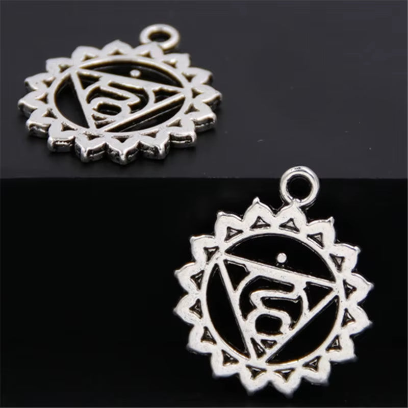 21Pcs Silver Color 7 Chakra Charms Mandala Pendant Yoga OM Buddhist Metal for Jewelry Making Supplies