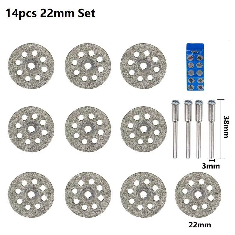 Diamond Saw Blade Diamond Cut off Disc for Dremel Rotary Tools 20Mm 22Mm 25Mm 30Mm with Mandrel Mini Cutting Disc
