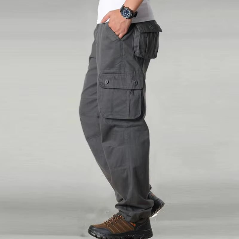 Men'S Cargo Pants Mens Casual Multi Pockets Sports Large Size 44 Tactical Pants Men Outwear Straight Loose Fashion Long Trousers