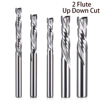 1Pcs up & down Cut Two Flutes Spiral Carbide Mill Tool Cutters for CNC Router, Compression Wood End Mill Cutter Bits