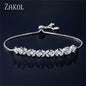 Classic White Marquise Cut Cubic Zircon Chain & Link Bracelets Bangles Flower Bridal Wedding Jewelry for Women BP094