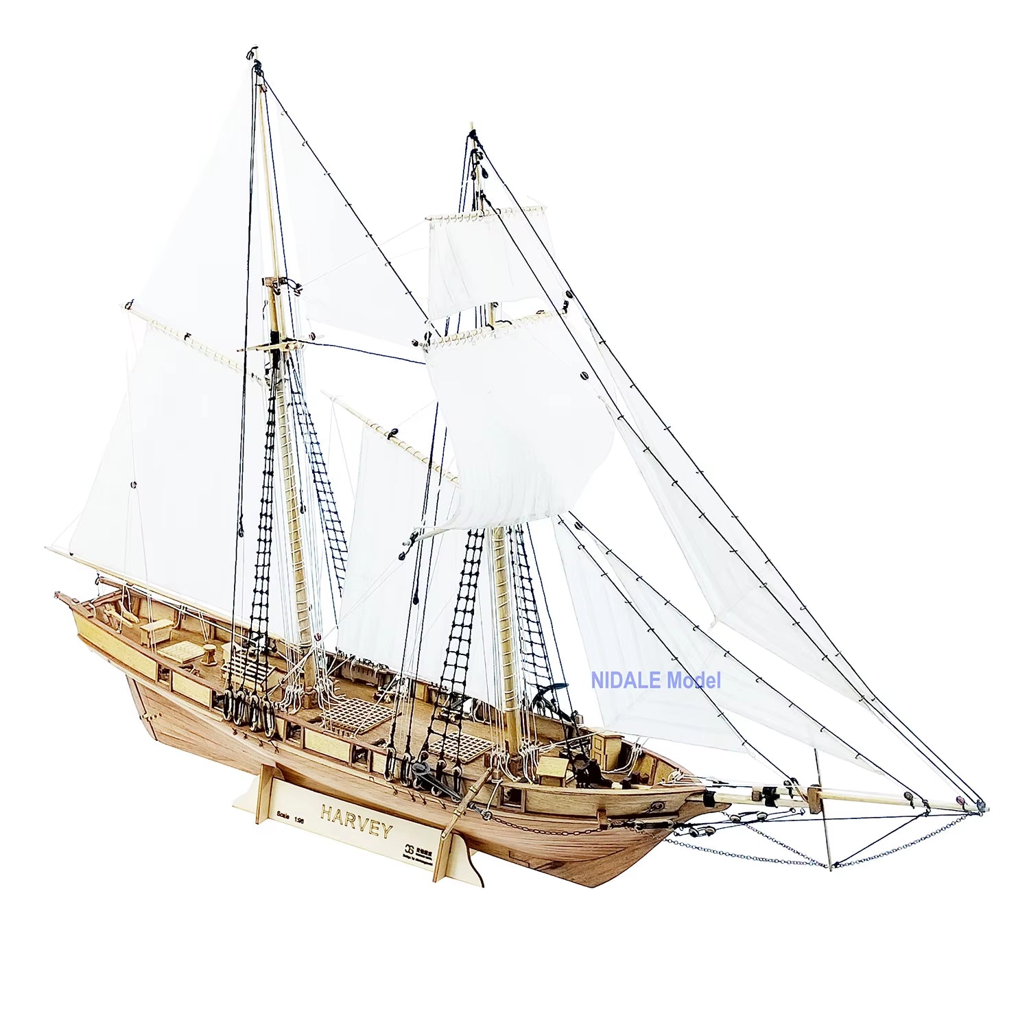 New Version Scale 1/96 Classics Ancient Ship Model Building Kits Harvey 1847 Wooden Sailboat DIY Home Decorations