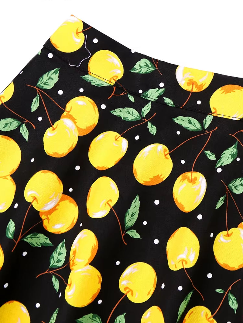 2025 Summer Midi Skirt Runway Vintage Rockabilly Sundress Red Womens Sexy Pinup 50S Cotton Polka Dot Pattern Skater Streetwear