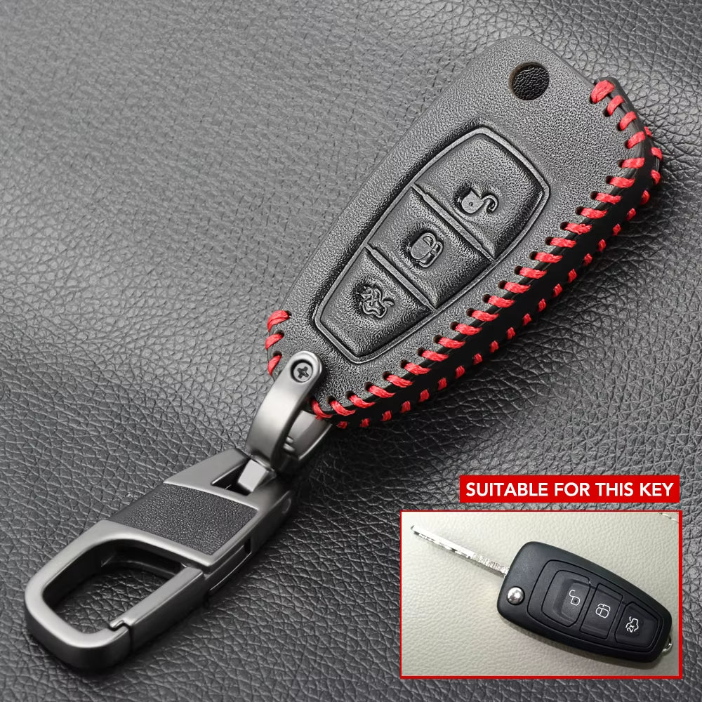 Car Styling Leather Key Chain Ring Cover Case Holder for Ford Focus 2 3 4 MK2 MK3 MK4 Kuga Edge Mondeo Fusion Ecosport Fiesta