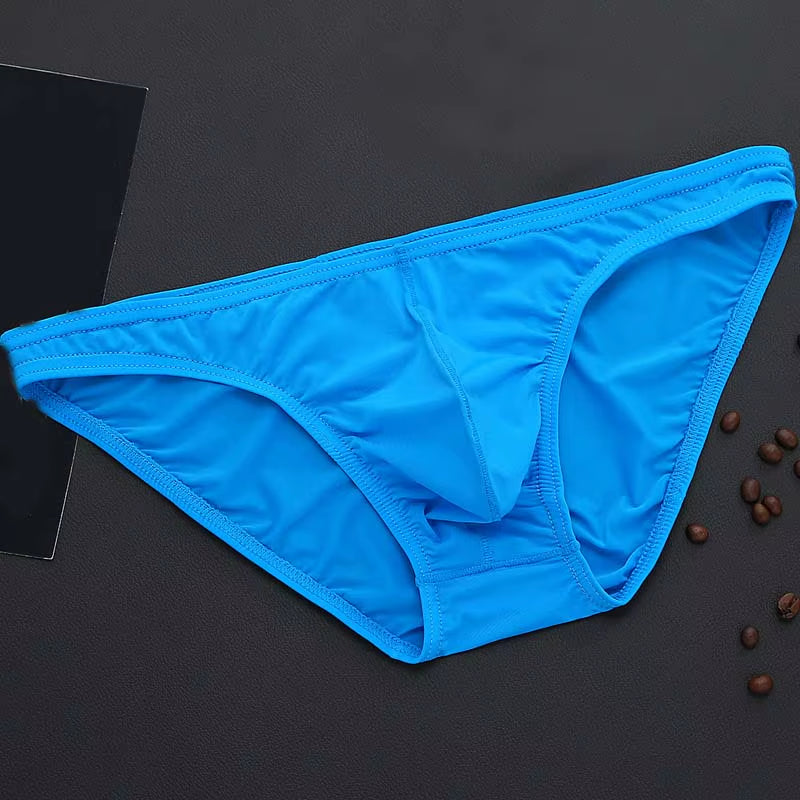 Men'S Briefs Soft Breathable Silk Sexy Underwear Men'S Hot Hips up Transparent Jockstrap Sexy Colorful Undies Cueca
