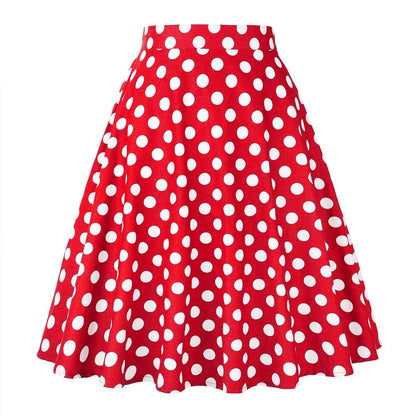 Women'S Runway Cotton Retro Vintage Skirt Black Faldas High Waist a Line Rockabilly Jupe 50S Swing Umbrella Skirts Pin up Skater