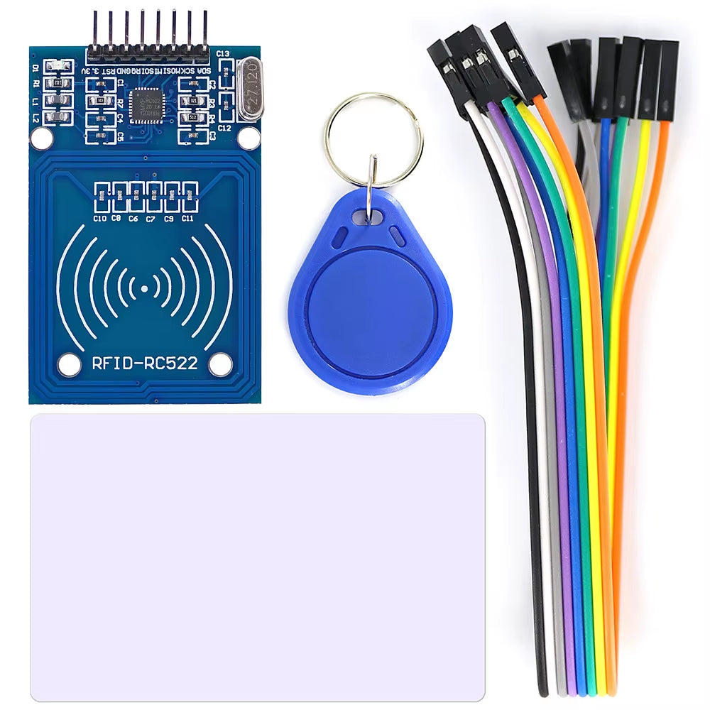 RC522 RFID Card Reader Module Kit with 8P Cable with S50 Card / Keychain for Arduino