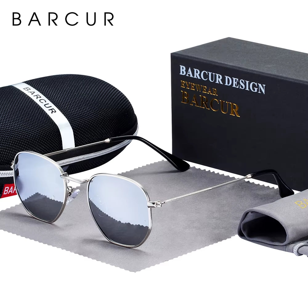 Classic Retro Reflective Sunglasses Man Hexagon Sunglasses Metal Frame Eyewear Sun Glasses with Box Oculos De Sol Gafas