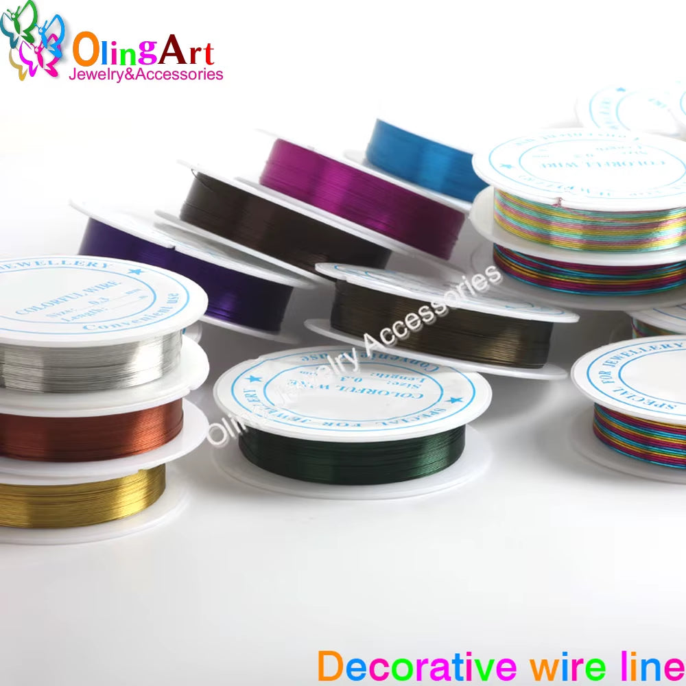 0.4MM 12M/Roll Wire Line Mixed Multicolor Plated Beaded Crafts DIY Choker Bracelet Necklace Jewelry Making