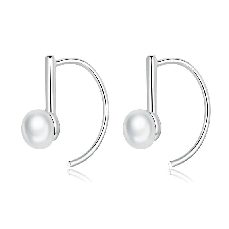 925 Sterling Silver Elegant round Pure Love Pearl Drop Earrings for Women Jewelry Brincos White ,Black Purple Pink SCE037