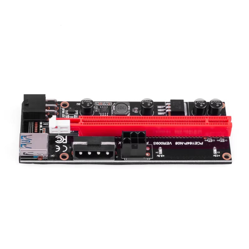 New PCI-E Riser 009 Express 1X 4X 8X 16X Extender PCI E USB Riser 009S GPU Dual 6Pin Adapter Card SATA 15Pin for BTC Miner