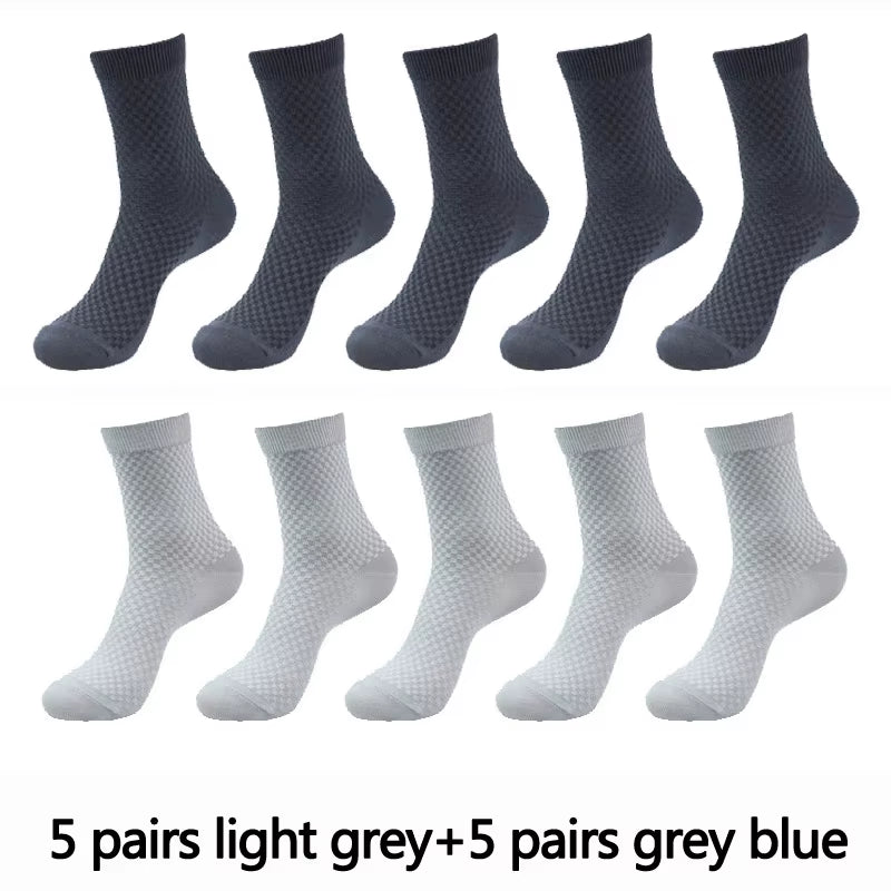 10 Pairs High Quality Bamboo Fiber Men'S Socks Business Breathable Deodorant Compression Socks Men Long Big Size EUR 38-46