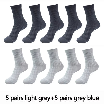 10 Pairs High Quality Bamboo Fiber Men'S Socks Business Breathable Deodorant Compression Socks Men Long Big Size EUR 38-46