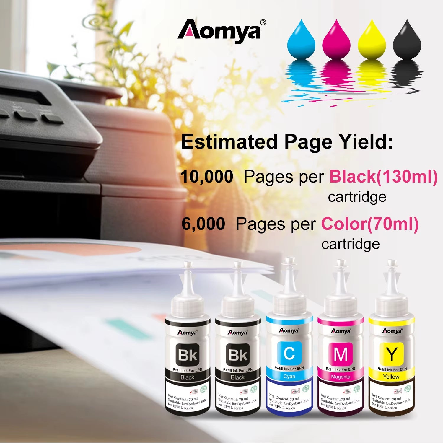 664 Refill Dye Ink for  L100 L110 L210 L120 L220 L310 L355 L362 L366 L365 L380 L486 L800 L805 L810 ET-2650 Printer 4 Colors