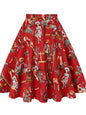 Women'S Runway Cotton Retro Vintage Skirt Black Faldas High Waist a Line Rockabilly Jupe 50S Swing Umbrella Skirts Pin up Skater