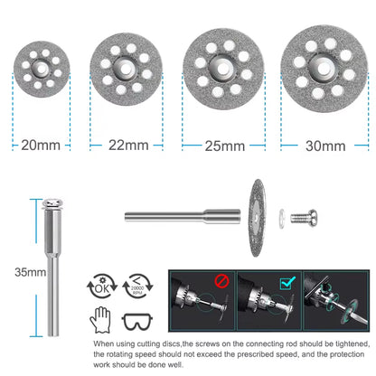 Diamond Saw Blade Diamond Cut off Disc for Dremel Rotary Tools 20Mm 22Mm 25Mm 30Mm with Mandrel Mini Cutting Disc