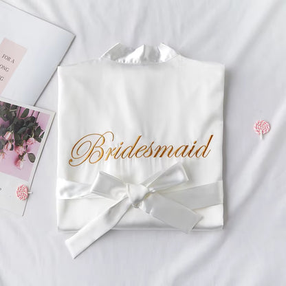 Wedding Bride Bridesmaid Robe Dressing Gown Sexy Women Bathrobe Nightgown Short Sleepwear Casual Flower Kimono Geisha M L XL
