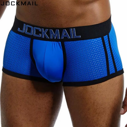 Brand Men Mesh Underwear Boxers Calzoncillos Hombre Gay Sleepwear Cueca Boxer Breathable Crotch Male Panties Shorts