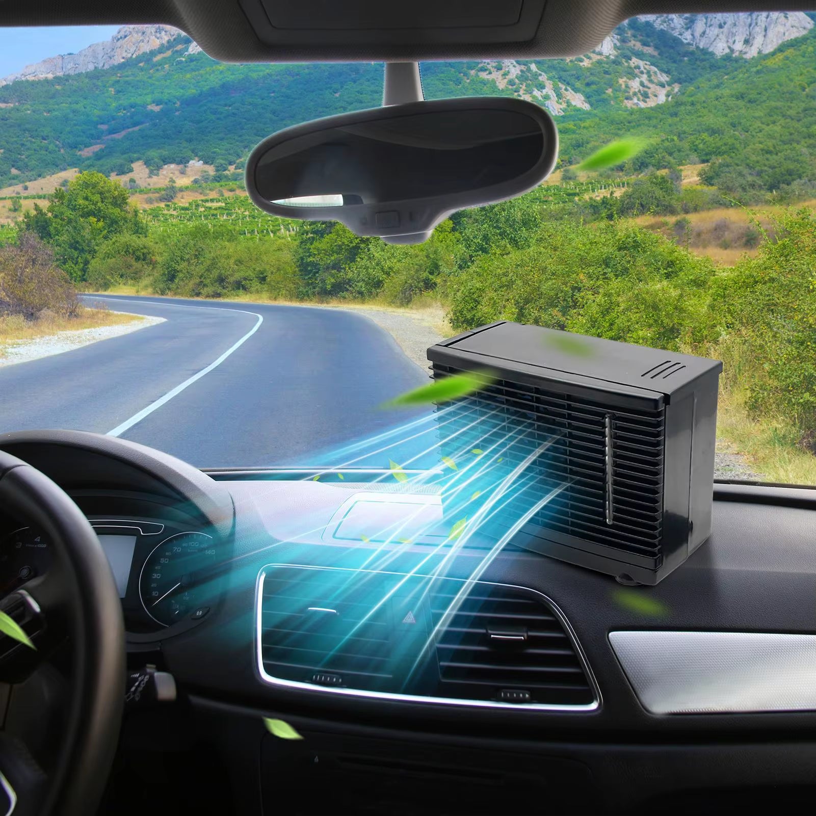 Car Air Conditioner Mobile Vehicle Air Conditioner 12V Water Tank Design Compact Cooling Appliance for Travel Commuting Camping