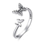 Hot Sale 925 Sterling Silver Dazzling CZ Butterfly Open Finger Ring for Women Fashion Sterling Silver Jewelry Gift SCR087