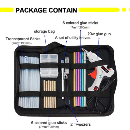 Free Shipping 6 in 1 Glue Gun Set Electric Heat Hot Melt Crafts Repair Tool Professional DIY 110-240V 20W with Sticks Gift
