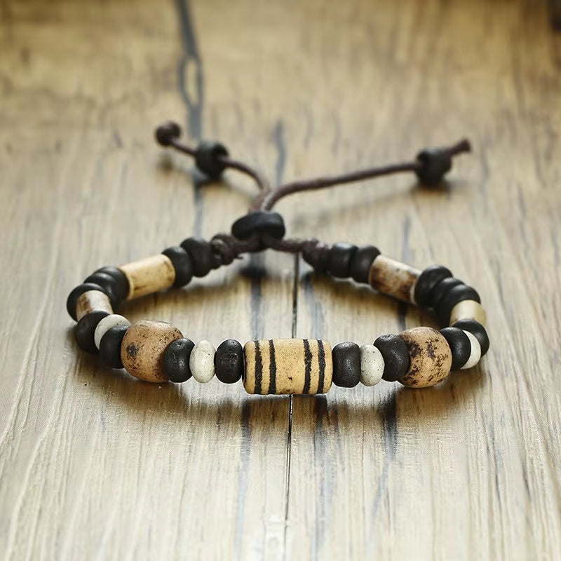 Holiday Natural Stone Beaded Bracelets for Men Women Adjustable Length Multi Color Beads Casual Male Jewelry Rope Pulseira